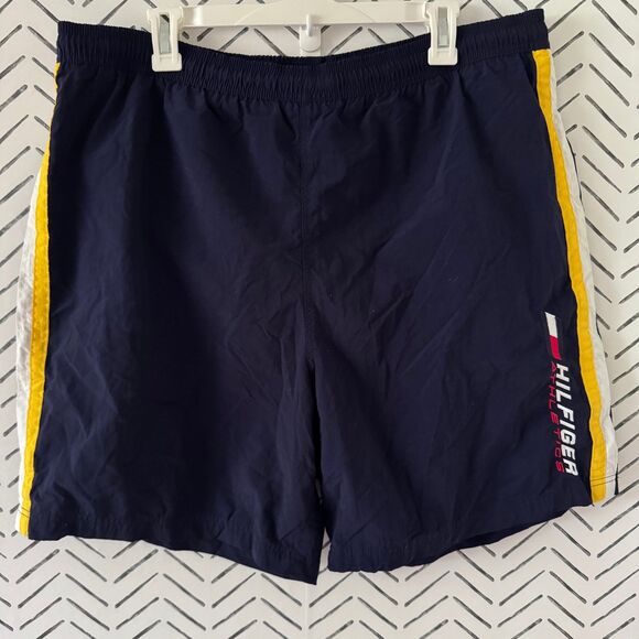 Vintage‎ Y2K Hilfiger Athletics Blue Swim Trunks Lined Size XL Preppy - Picture 1 of 4